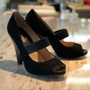 Michael Kors peep toes suede heels